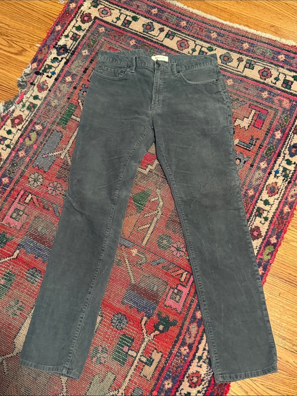 Corduroy Straight Leg Pants - Gray
